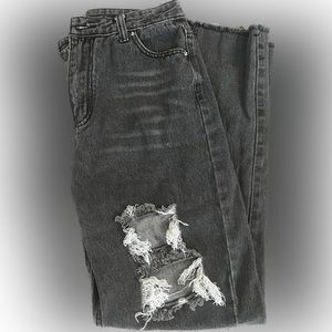 SHEIN distressed black denim jeans
